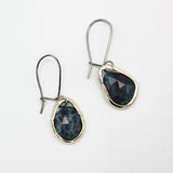 Ruby and Blue Kyanite Wrapped Earrings By Junko Stickney