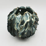 Organic Teal Vessel With Drips By Nessy Barzilay