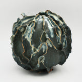 Organic Teal Vessel With Drips By Nessy Barzilay
