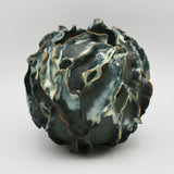 Organic Teal Vessel With Drips By Nessy Barzilay