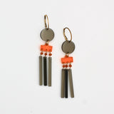 Garnet and Black Acrylic Earrings By Robin Senour