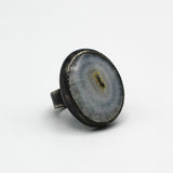 Solar Quartz Ring in Oxidized Sterling Silver