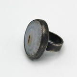 Solar Quartz Ring in Oxidized Sterling Silver