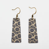 Washi Trapezoid Earrings With Blue Flowers By Riquelle Small