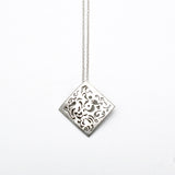 Abstract Square Necklace in Silver By Suzane Beaubrun