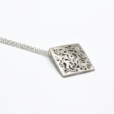 Abstract Square Necklace in Silver By Suzane Beaubrun