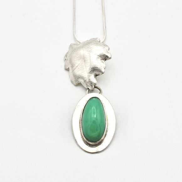 Chrysoprase Pendant With Leaf By Shael Barger