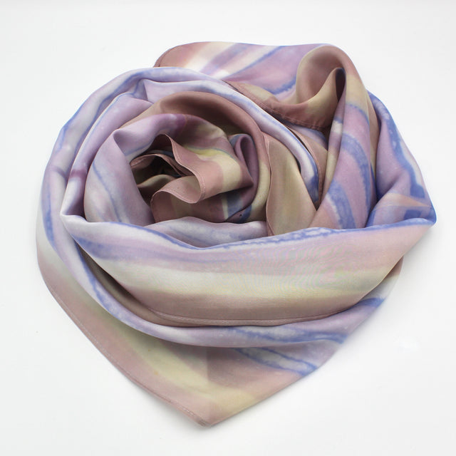 Dyed Striped Silk Scarf in Purple By Kevin Harris
