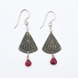 Silver and Ruby Moonstone Earrings By Jill Gibson