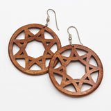 Wheel Earrings in Pink Invory Wood By Doug Stewart