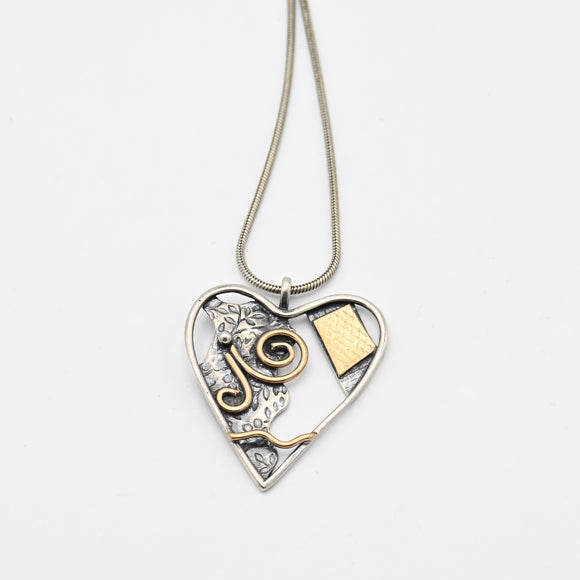 Mixed Metal Heart Necklace By Jeannie Haydon