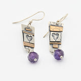 Amethyst Heart Collage Earrings By Jeannie Haydon