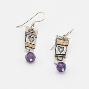 Amethyst Heart Collage Earrings By Jeannie Haydon