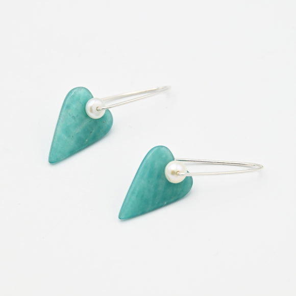 Amazonite Heart Hoop Earrings By Jeannie Haydon