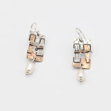 Geometric Collage Pearl Earrings By Jeannie Haydon