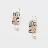 Geometric Collage Pearl Earrings By Jeannie Haydon