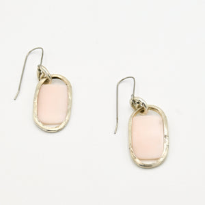 Silver Wrapped Pink Opal Earrings By Junko Stickney