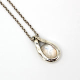 Silver Wrapped Pendant With Rainbow Moonstone By Junko Stickney
