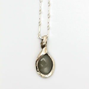 Silver Pendant With Grey Moonstone By Junko Stickney