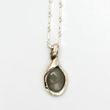 Silver Pendant With Grey Moonstone By Junko Stickney
