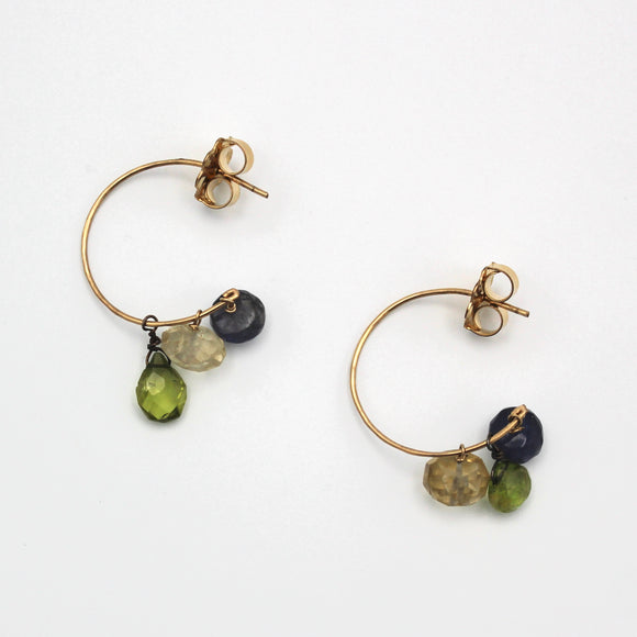 Gold Filled Hoops With Gemstones By Janet Kaufman