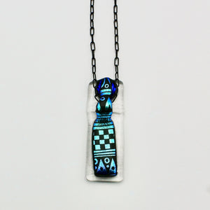 Metallic Blue Fused Glass Pendant