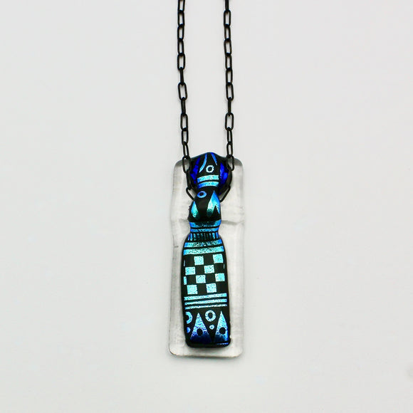 Metallic Blue Fused Glass Pendant