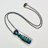 Metallic Blue Fused Glass Pendant