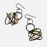 Gold and Oxidized Silver Mobius Earrings By Kathleen Maley