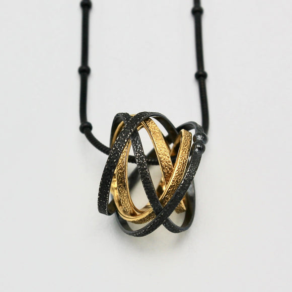 Gold and Oxidized Silver Mobius Necklace By Kathleen Maley