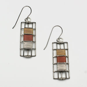 Tri-tone Rectangle Earrings By Irene Storch