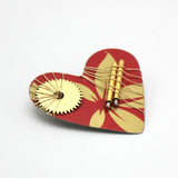 Red and Gold Recycled Heart Pin By Irene Storch