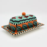 Orange, Blue, and Red Butter Dish By Jacqueline Thompson