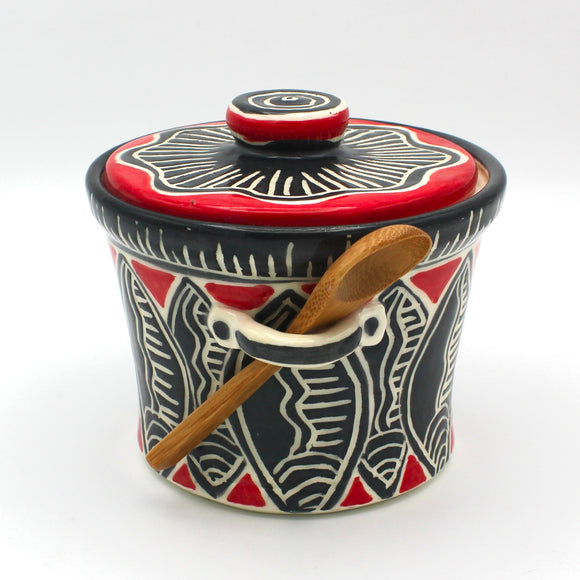 Lidded Jar With Spoon By Jacqueline Thompson