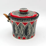 Lidded Jar With Spoon By Jacqueline Thompson