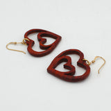 Wooden Nestled Heart Earrings By Doug Stewart