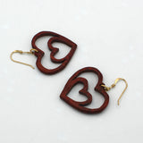 Wooden Nestled Heart Earrings By Doug Stewart