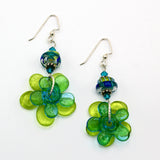 Green and Blue Floral Earrings By Carol Rose