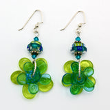 Green and Blue Floral Earrings By Carol Rose