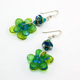 Green and Blue Floral Earrings By Carol Rose