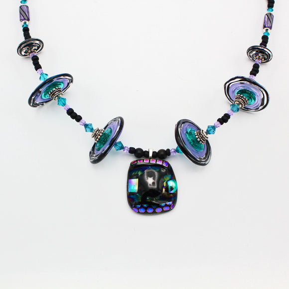 Black and Purple Cosmic Necklace By Carol Rose