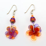 Purple and Orange Floral Earrings By Carol Rose