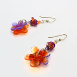 Purple and Orange Floral Earrings By Carol Rose