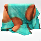 Teal and Orange Silk Scarf, Square, By Kevin Harris