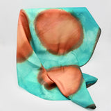 Teal and Orange Silk Scarf, Square, By Kevin Harris