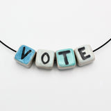 "Vote" Necklace in Blues By Gail Splaver