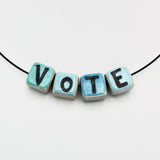 "Vote" Necklace in Blues By Gail Splaver