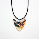 Orange and Black Ceramic Cat Pendant By Gail Splaver