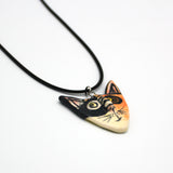 Orange and Black Ceramic Cat Pendant By Gail Splaver