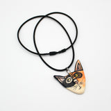 Orange and Black Ceramic Cat Pendant By Gail Splaver